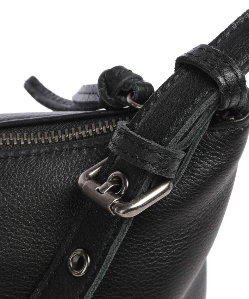 Run Around Umhängetasche genarbtes Leder schwarz