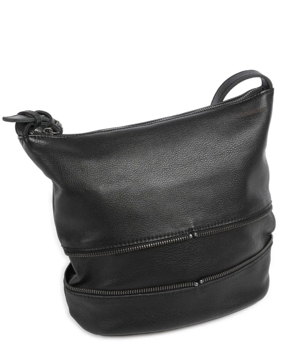 Run Around Umhängetasche genarbtes Leder schwarz