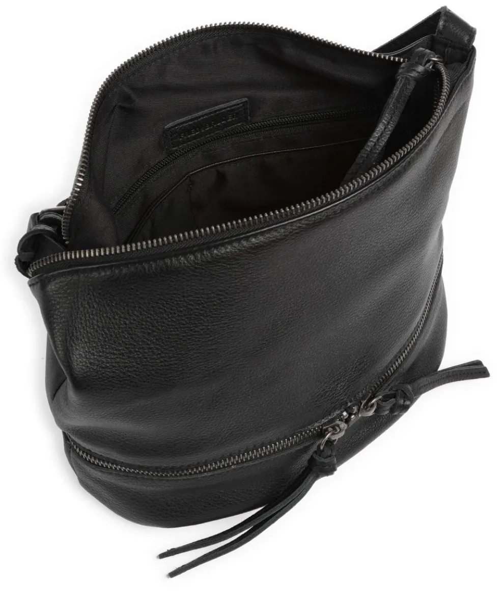 Run Around Umhängetasche genarbtes Leder schwarz