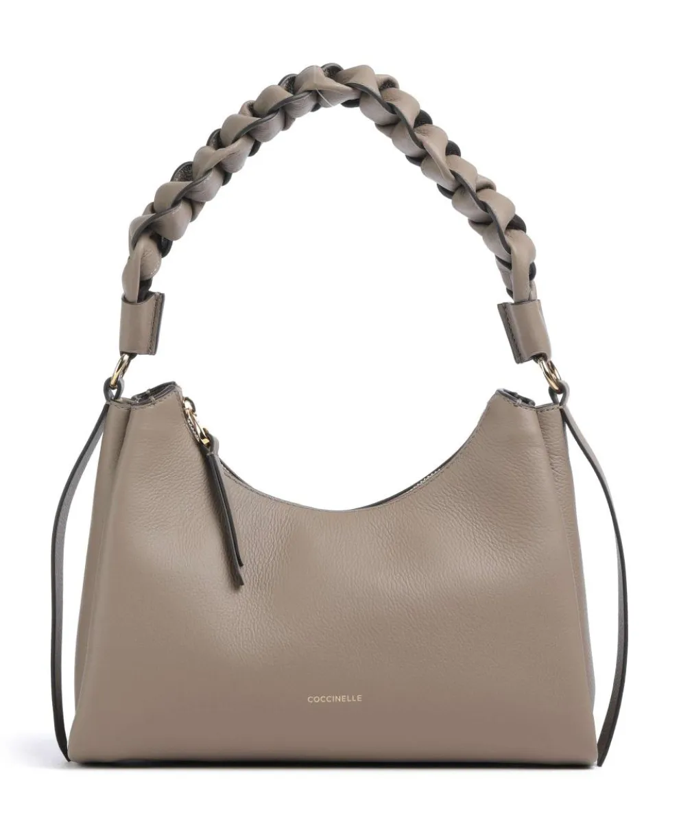 Boheme Grana Double Schultertasche genarbtes Leder taupe