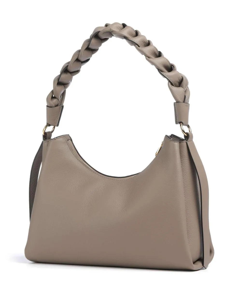 Boheme Grana Double Schultertasche genarbtes Leder taupe