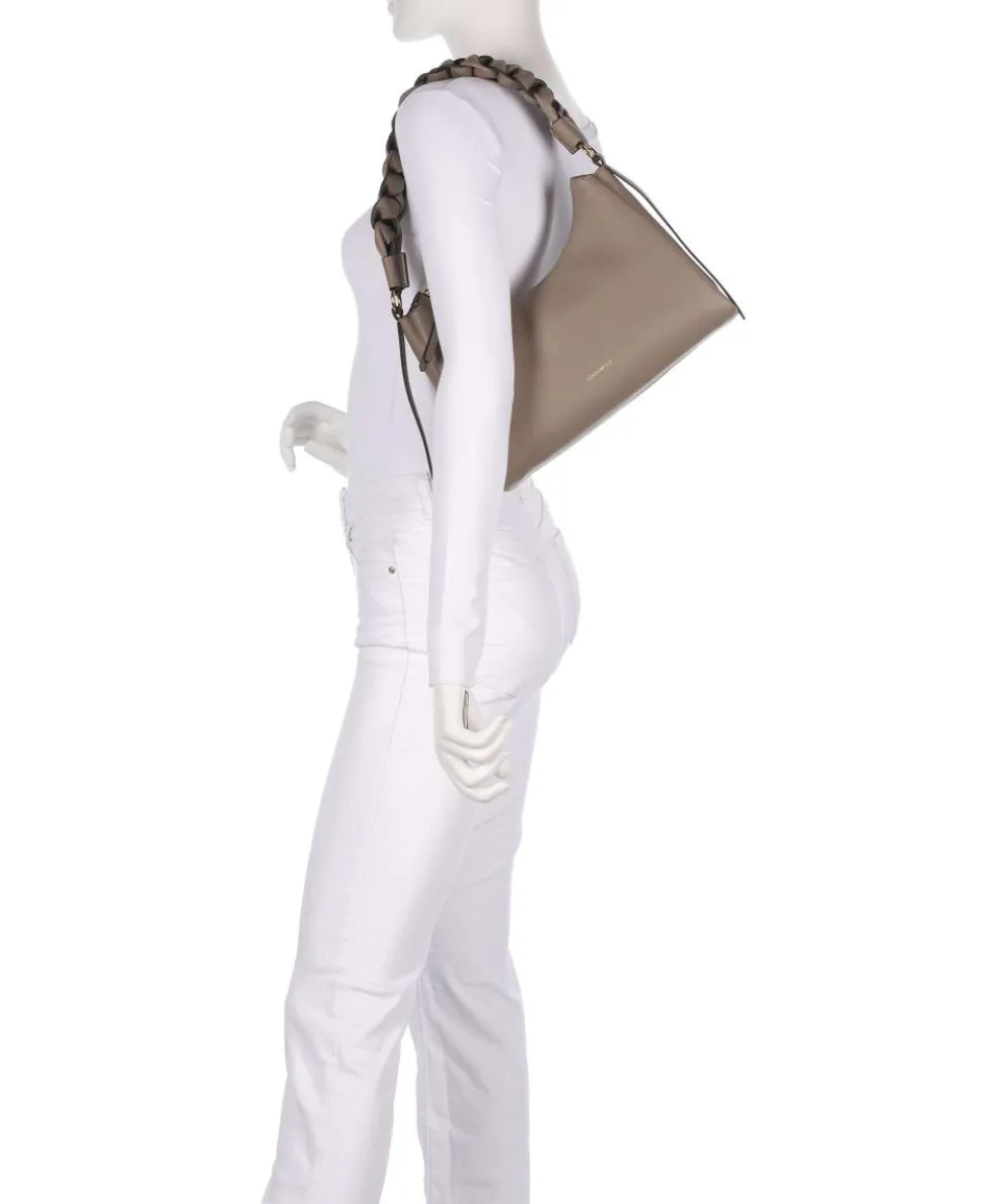 Boheme Grana Double Schultertasche genarbtes Leder taupe