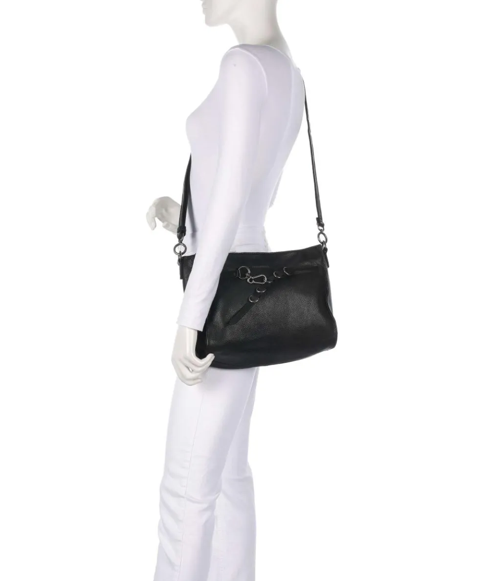 Ride Easy Schultertasche genarbtes Leder schwarz