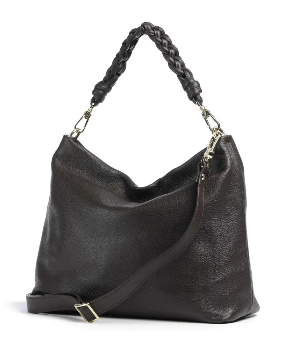 Dalia Soley Beuteltasche genarbtes Leder dunkelbraun