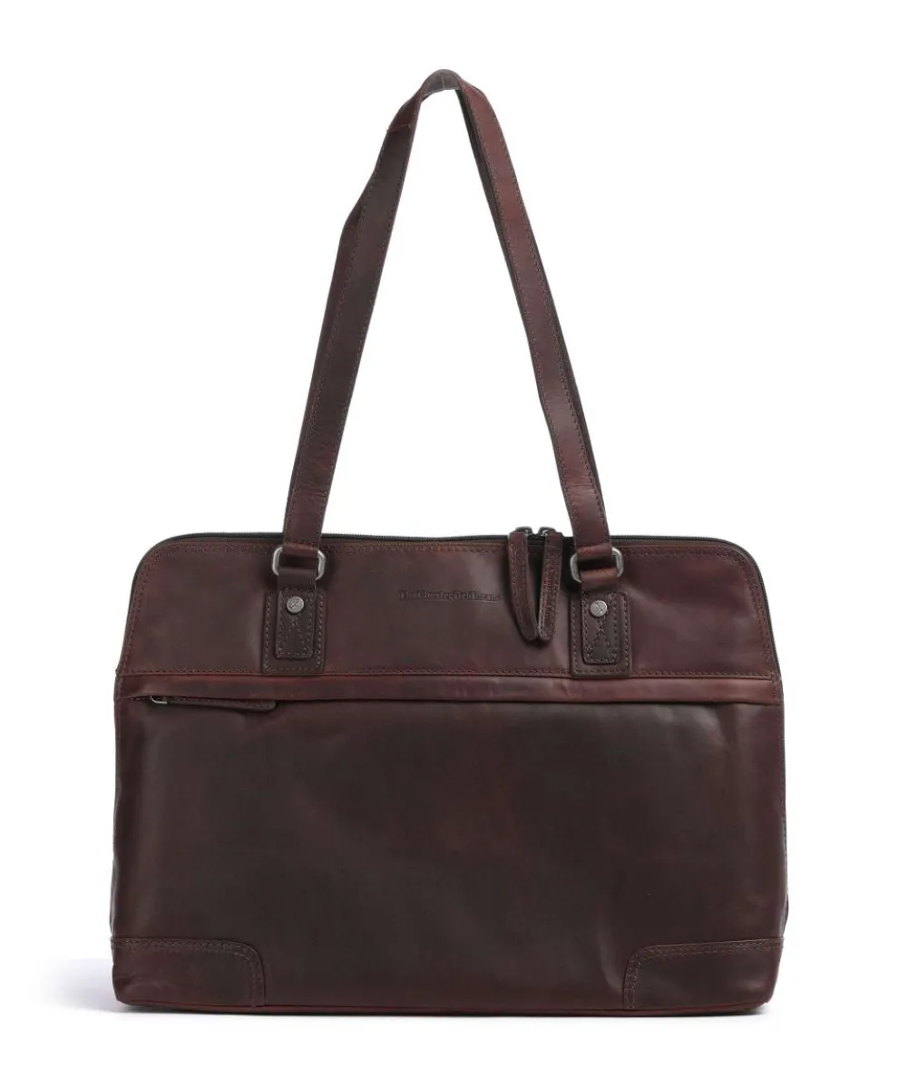 Cow Wax Pull Up Branson Schultertasche 14″ Rindsleder dunkelbraun