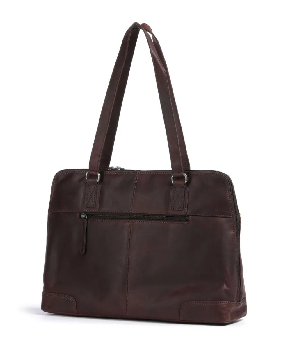 Cow Wax Pull Up Branson Schultertasche 14″ Rindsleder dunkelbraun