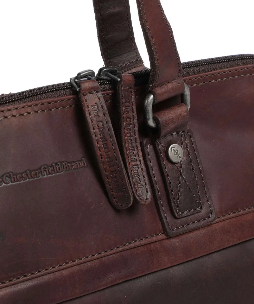 Cow Wax Pull Up Branson Schultertasche 14″ Rindsleder dunkelbraun