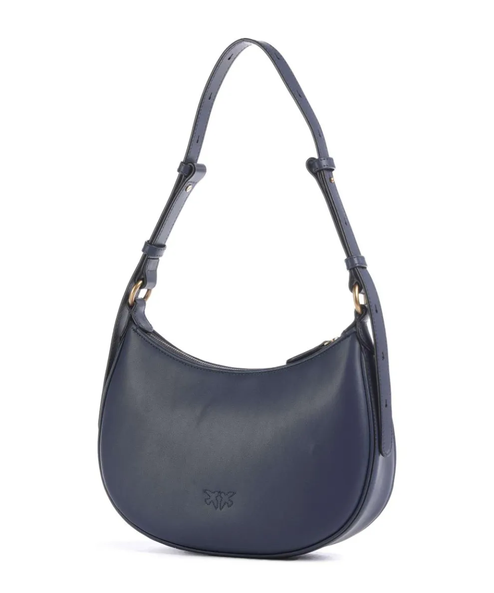 Half Moon Mini Schultertasche fein genarbtes Rindsleder dunkelblau