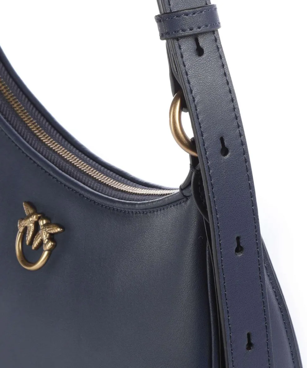 Half Moon Mini Schultertasche fein genarbtes Rindsleder dunkelblau