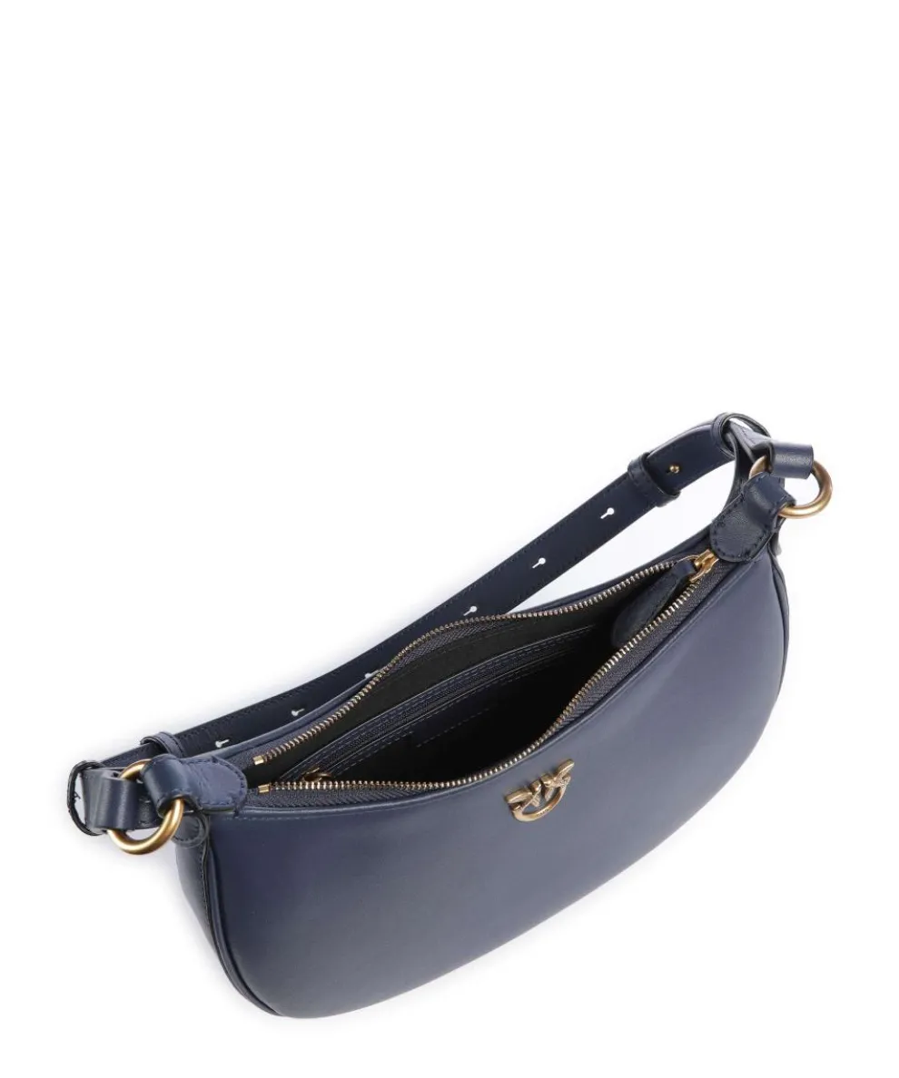 Half Moon Mini Schultertasche fein genarbtes Rindsleder dunkelblau