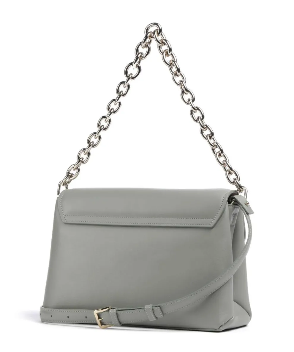 Meridiana M Schultertasche fein genarbtes Kalbsleder graugrün