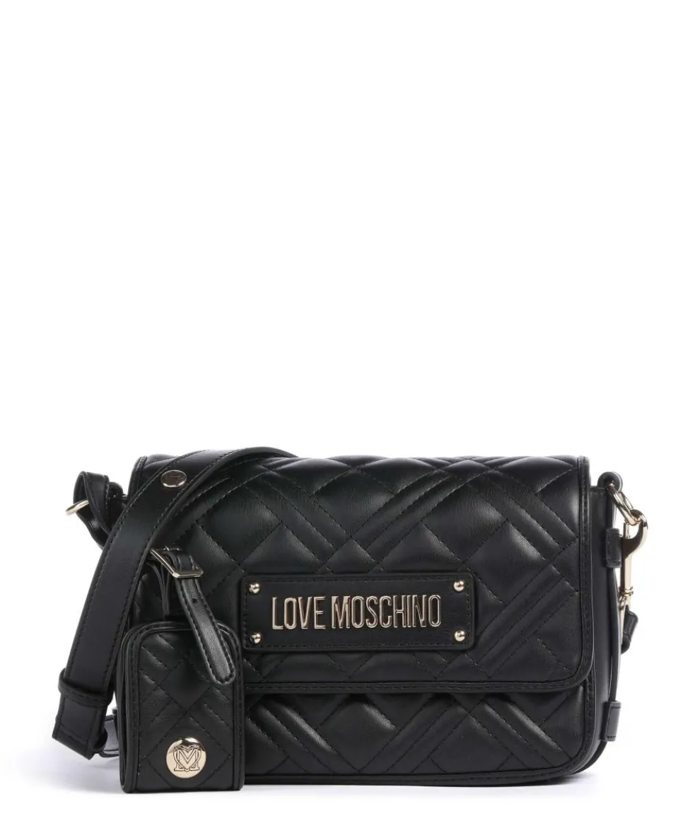 Quilted Umhängetasche Lederimitat schwarz