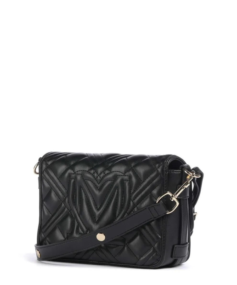 Quilted Umhängetasche Lederimitat schwarz
