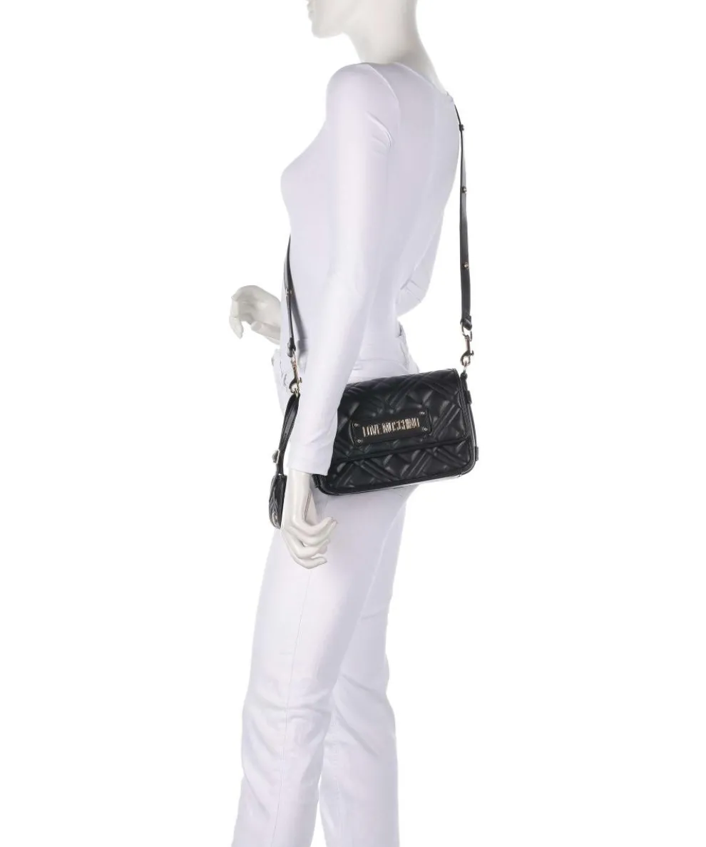 Quilted Umhängetasche Lederimitat schwarz