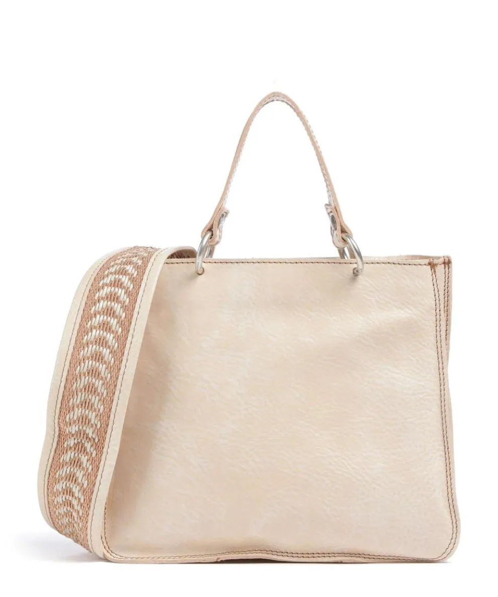 Handtasche genarbtes Rindsleder beige