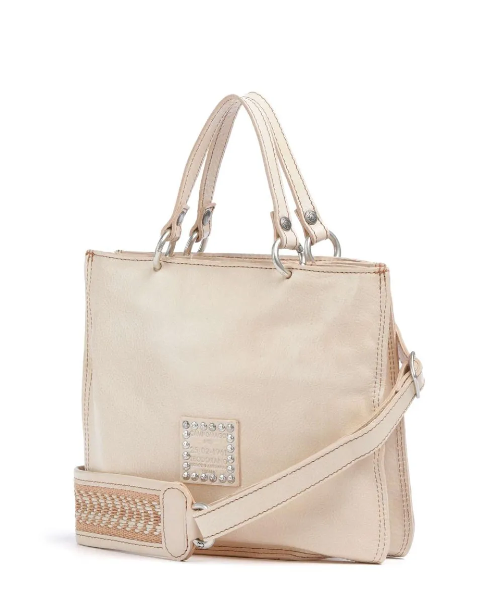 Handtasche genarbtes Rindsleder beige
