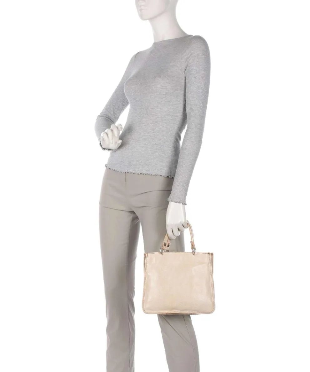 Handtasche genarbtes Rindsleder beige