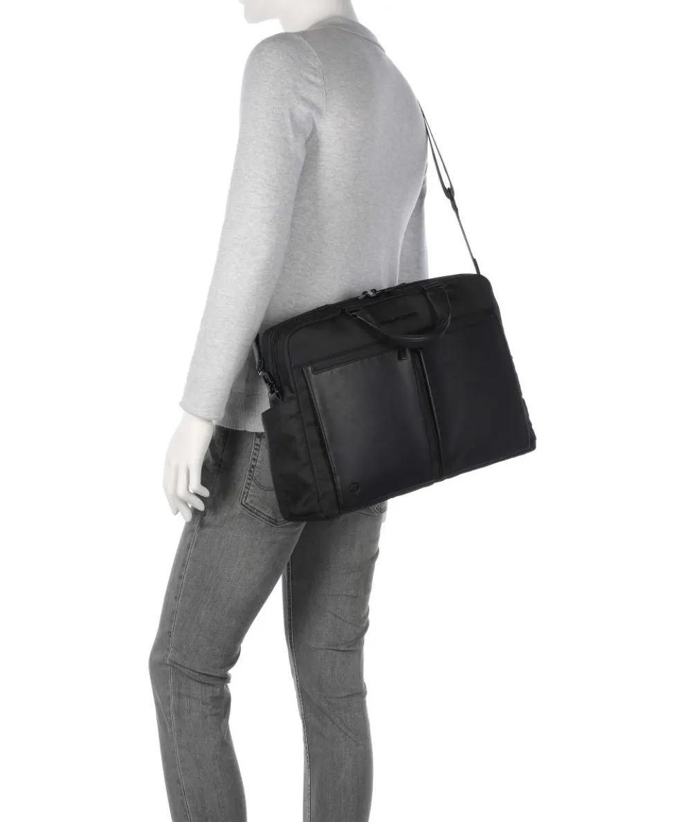 S136 Aktentasche 16″ Nylon, Rindsleder schwarz