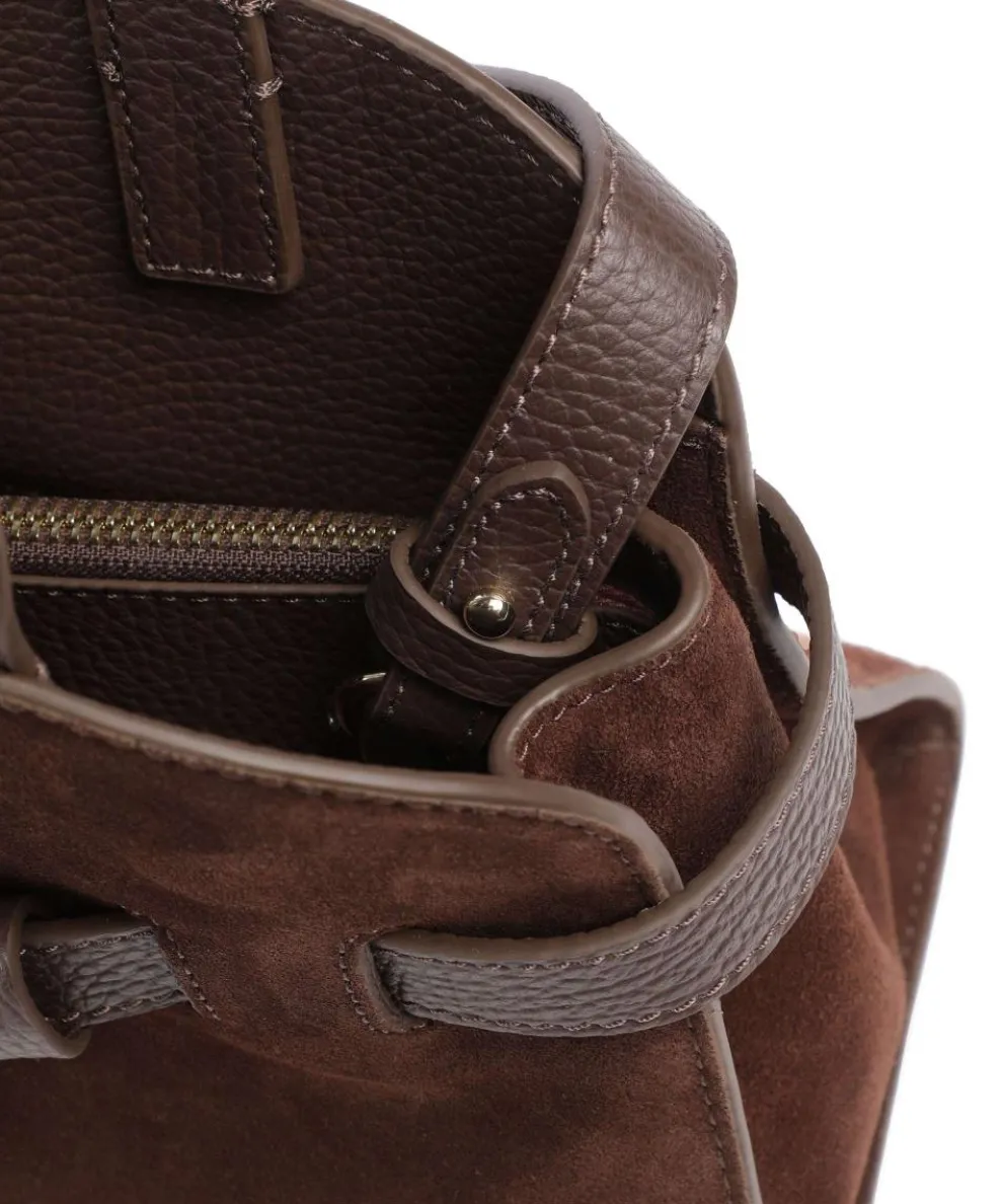 Sabine Suede Handtasche aufgerautes Rindsleder dunkelbraun