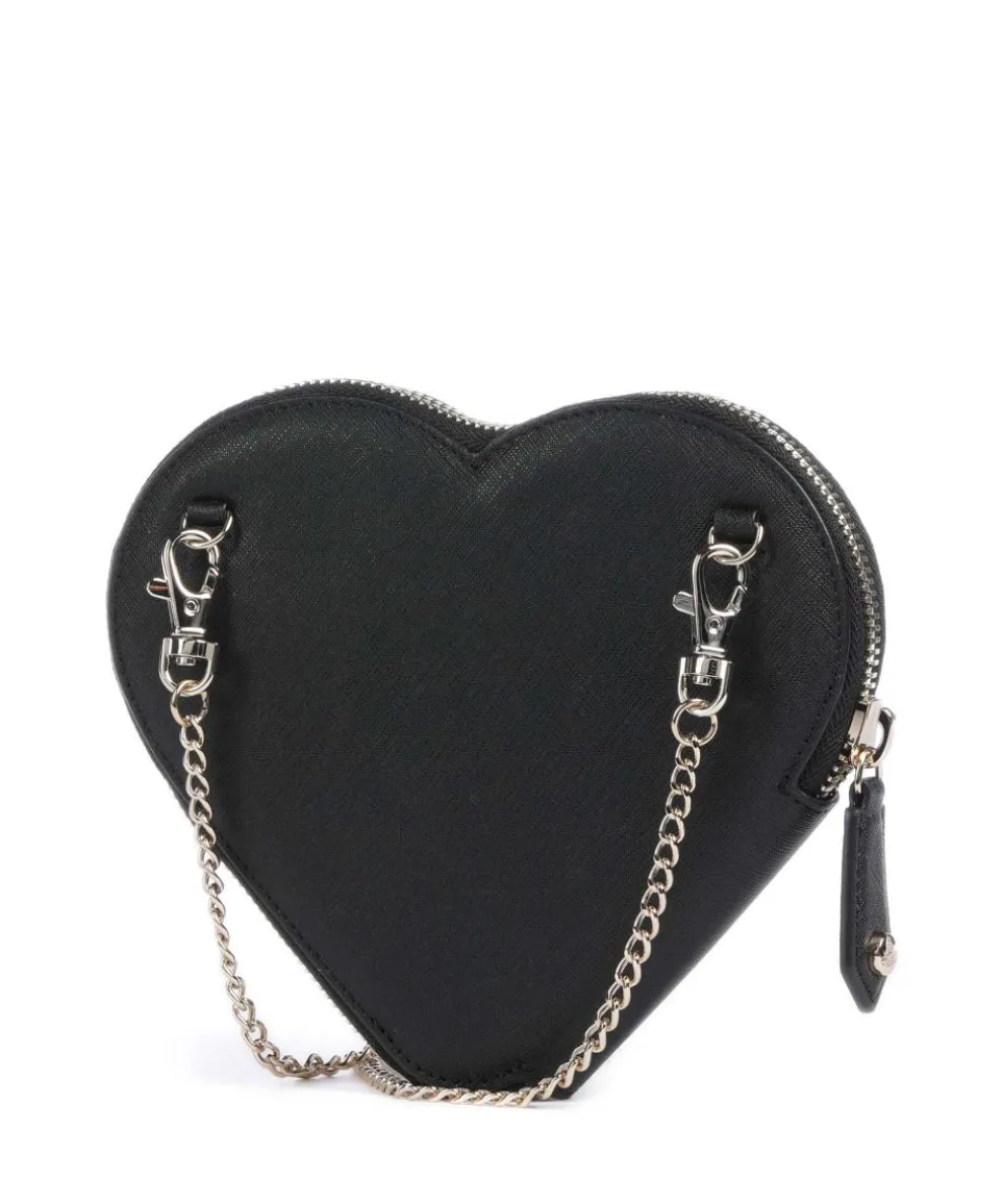 Saffiano Heart Umhängetasche fein genarbtes Rindsleder schwarz