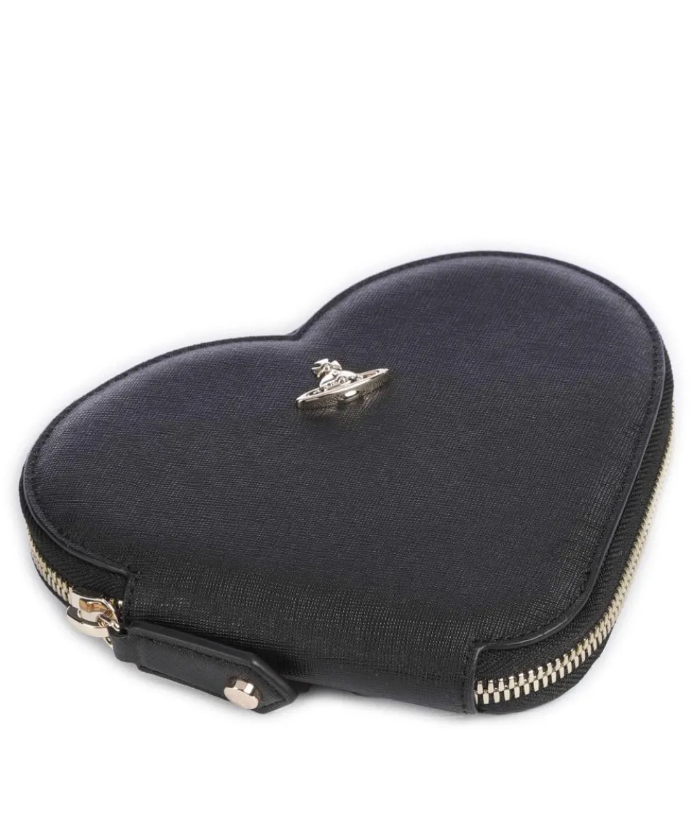 Saffiano Heart Umhängetasche fein genarbtes Rindsleder schwarz