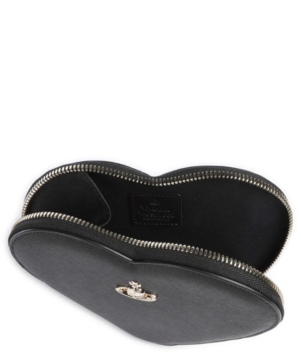 Saffiano Heart Umhängetasche fein genarbtes Rindsleder schwarz