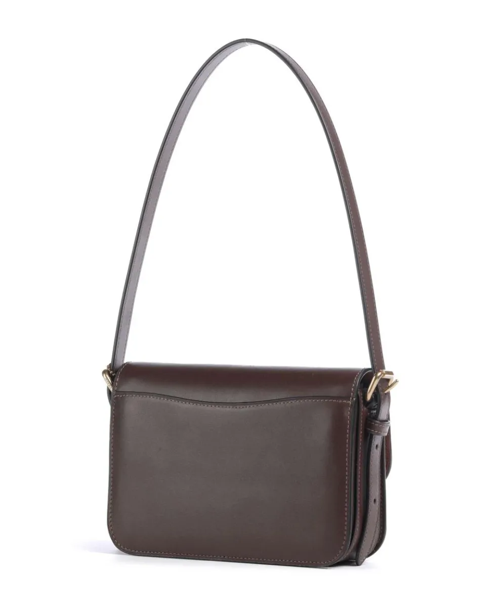 Sage Schultertasche fein genarbtes Rindsleder dunkelbraun