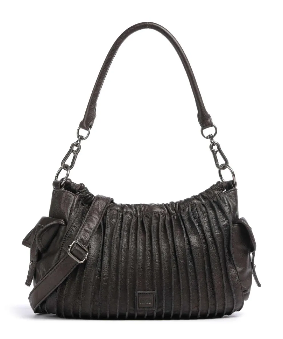 Say Hello Schultertasche genarbtes Leder dunkelbraun