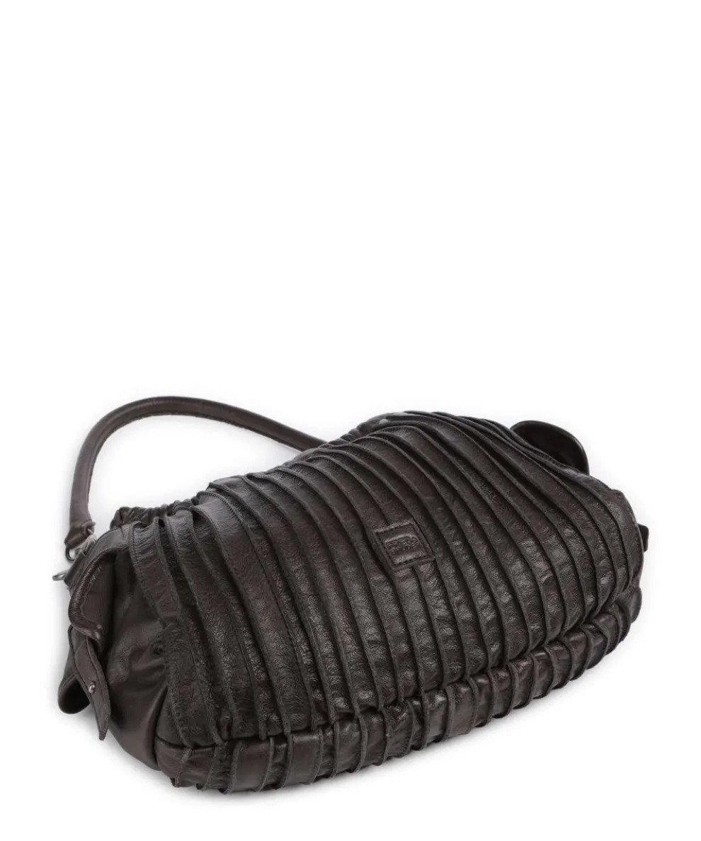 Say Hello Schultertasche genarbtes Leder dunkelbraun