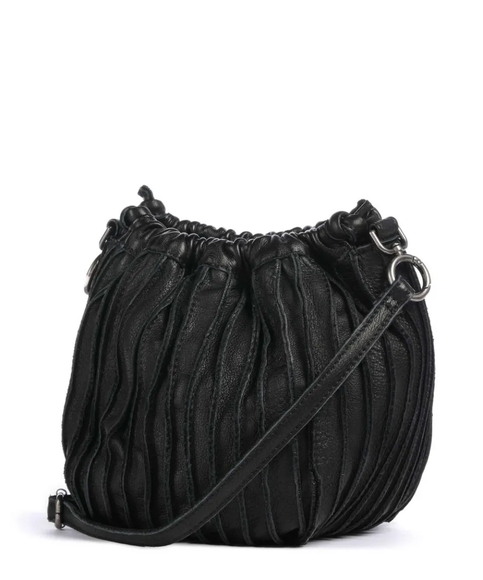 Say Hello Umhängetasche genarbtes Leder schwarz