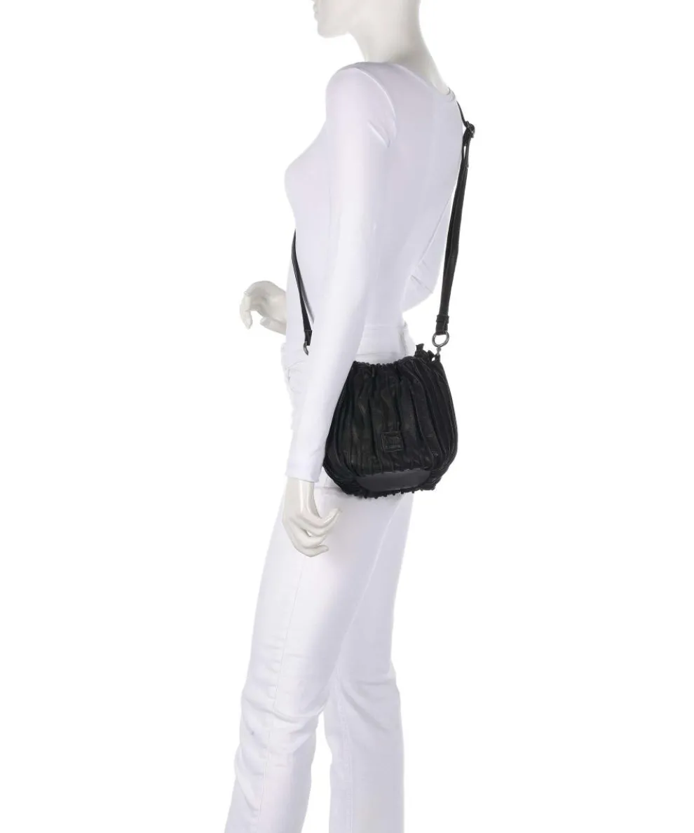 Say Hello Umhängetasche genarbtes Leder schwarz