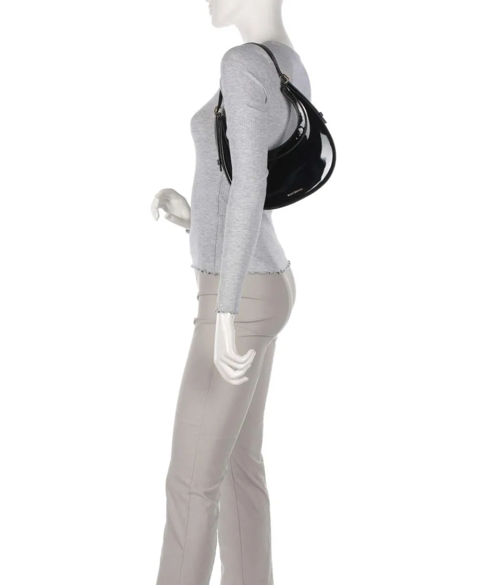 Whisper Patent Schultertasche Leder schwarz