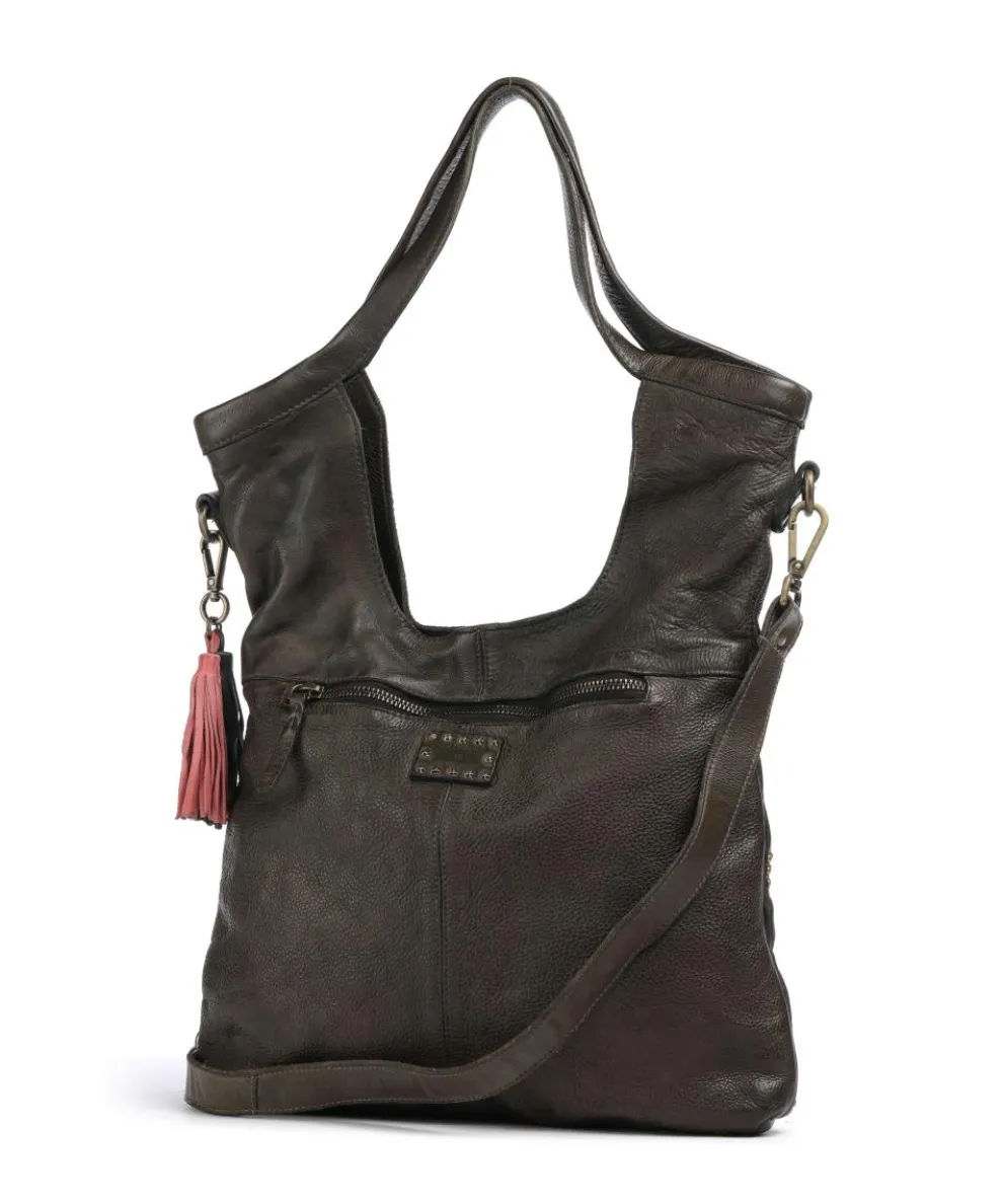 Schubertgasse 5 Shopper genarbtes Leder dunkelgrün