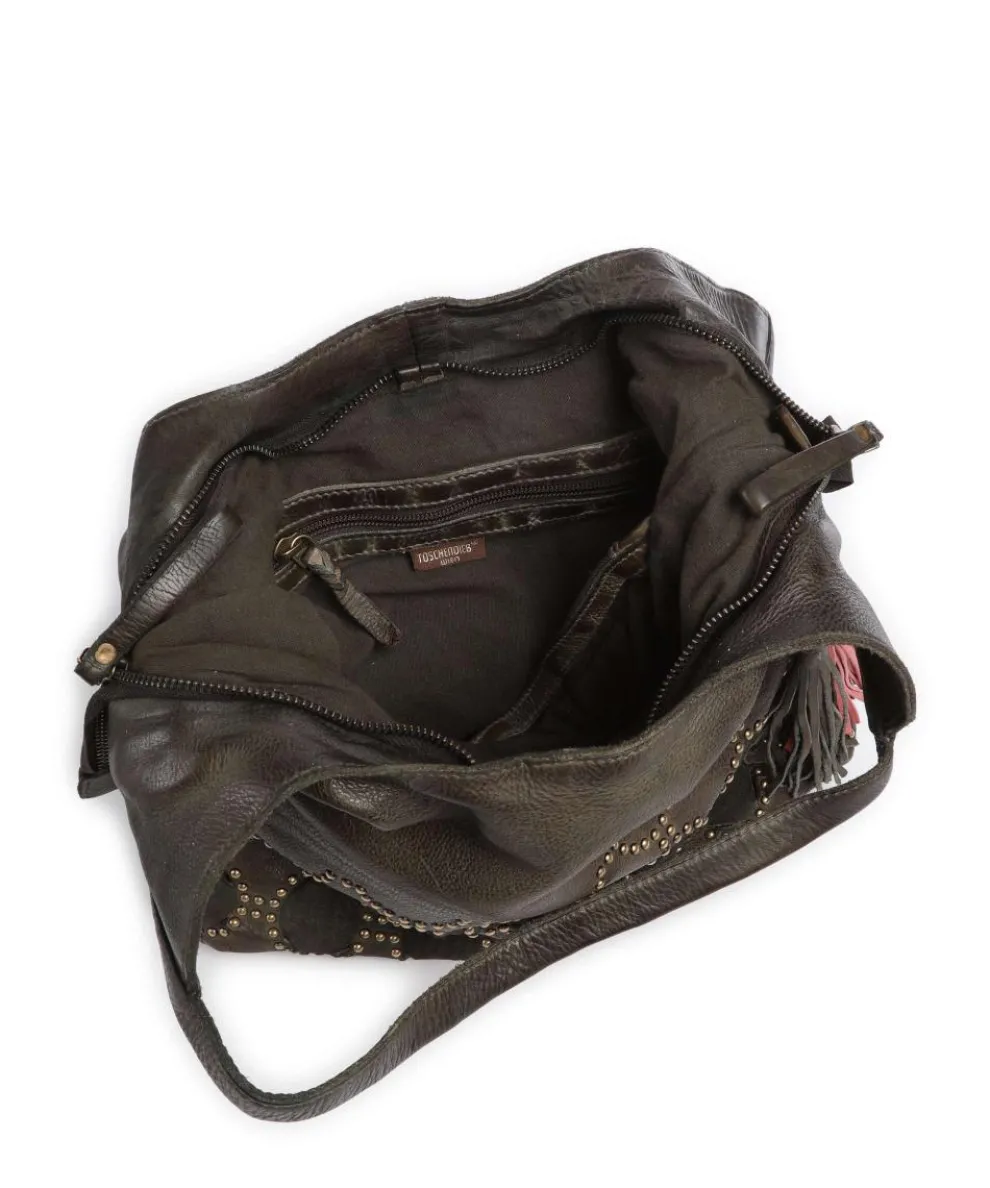 Schubertgasse 5 Shopper genarbtes Leder dunkelgrün