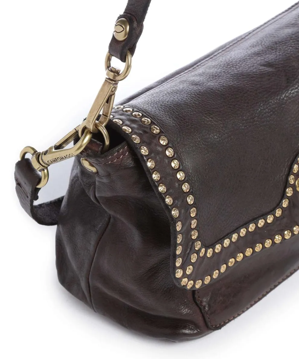 Schultertasche fein genarbtes Rindsleder dunkelbraun