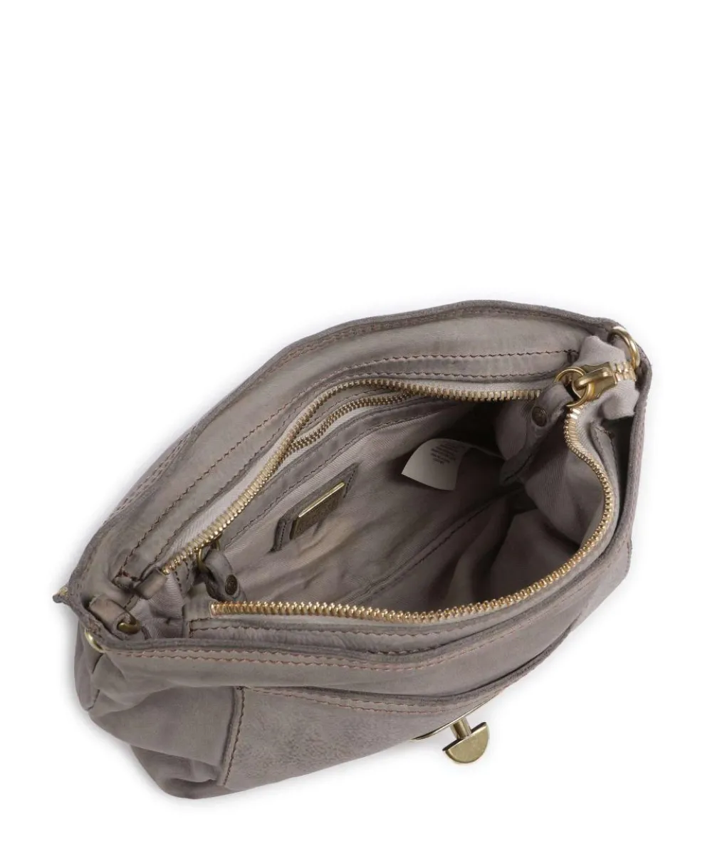 Schultertasche fein genarbtes Rindsleder grau