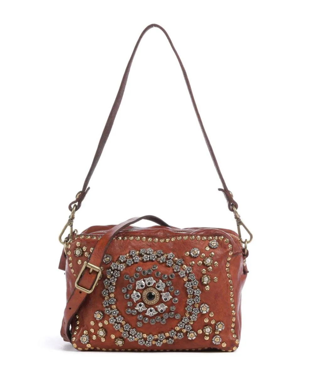 Schultertasche fein genarbtes Kalbsleder cognac