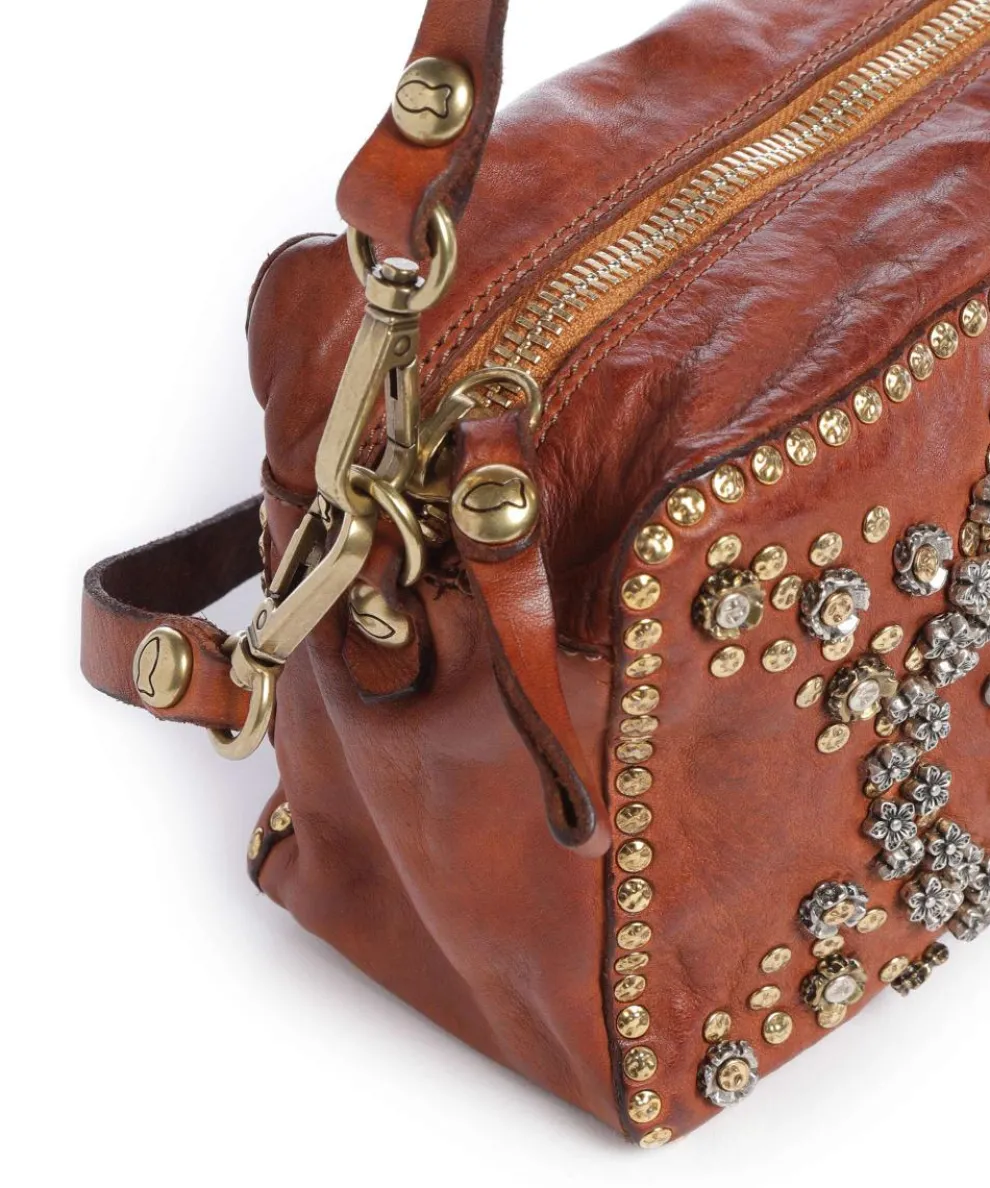 Schultertasche fein genarbtes Kalbsleder cognac