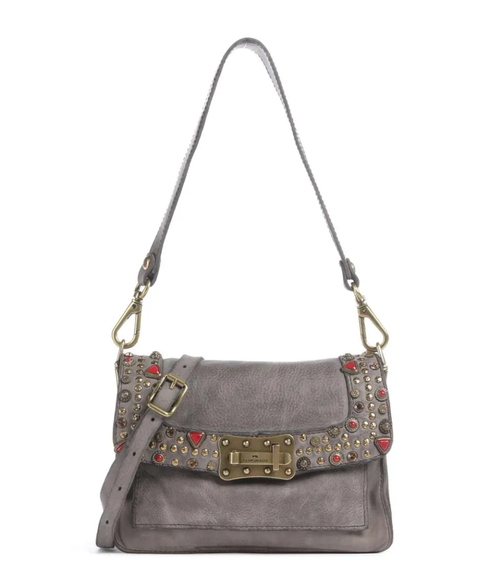 Schultertasche fein genarbtes Rindsleder grau