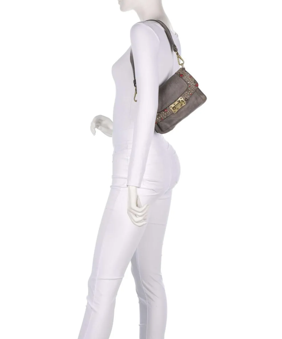 Schultertasche fein genarbtes Rindsleder grau