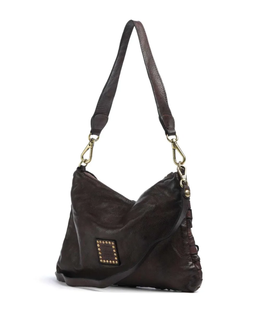 Schultertasche fein genarbtes Rindsleder dunkelbraun