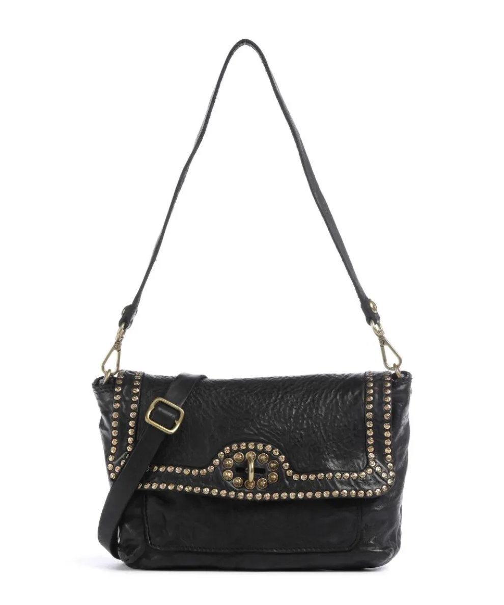 Schultertasche fein genarbtes Rindsleder schwarz