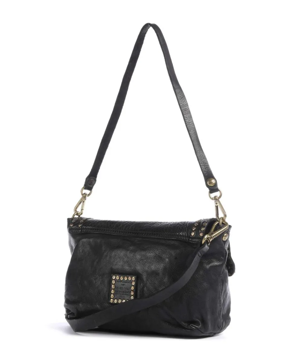 Schultertasche fein genarbtes Rindsleder schwarz