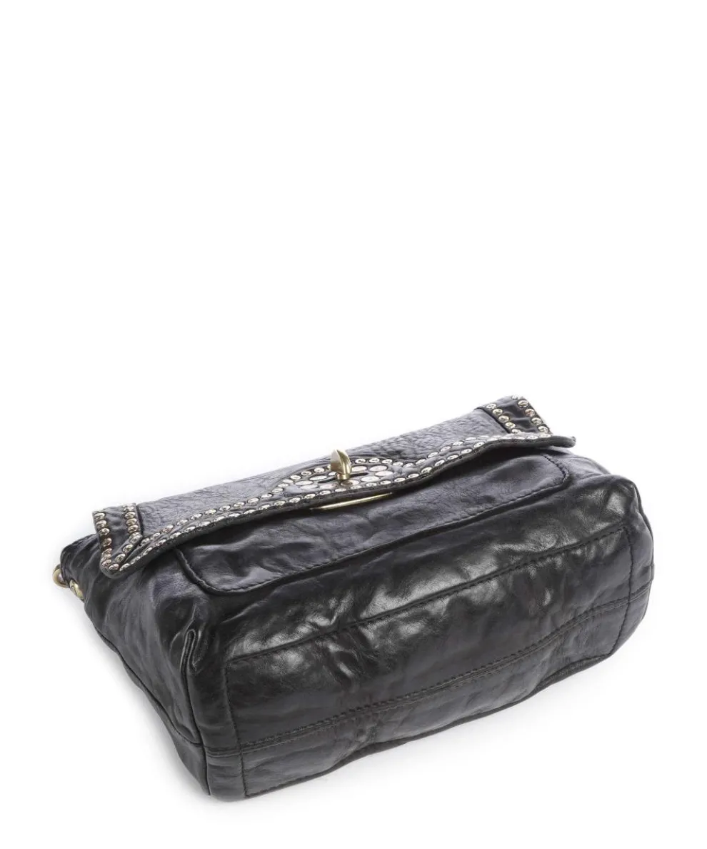 Schultertasche fein genarbtes Rindsleder schwarz