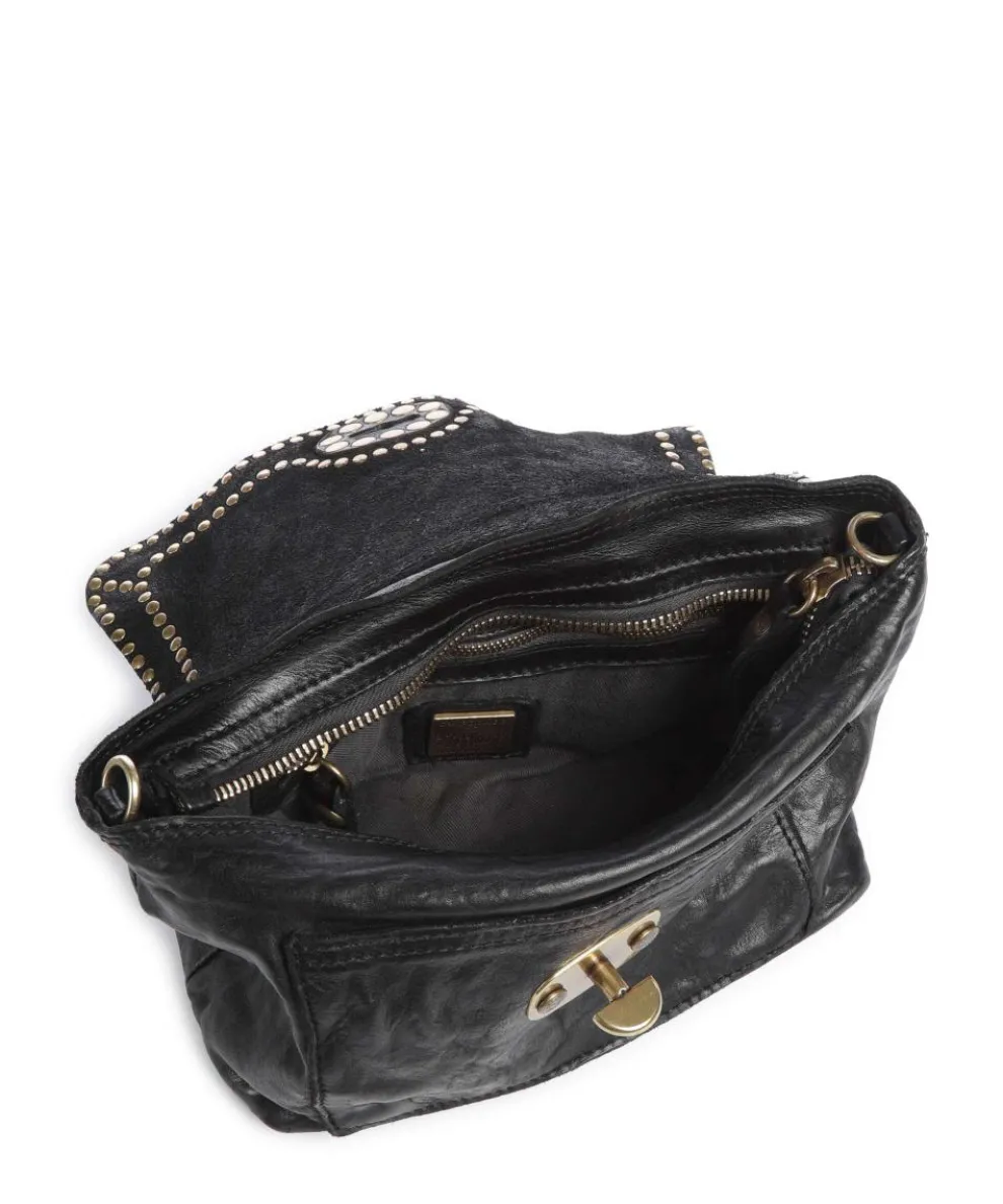 Schultertasche fein genarbtes Rindsleder schwarz