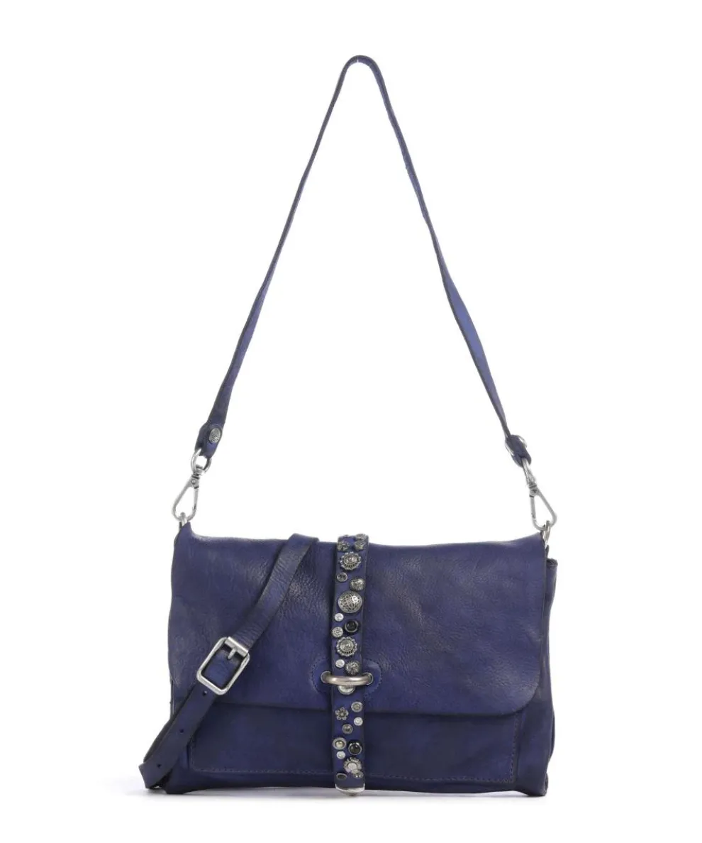 Schultertasche fein genarbtes Rindsleder dunkelblau