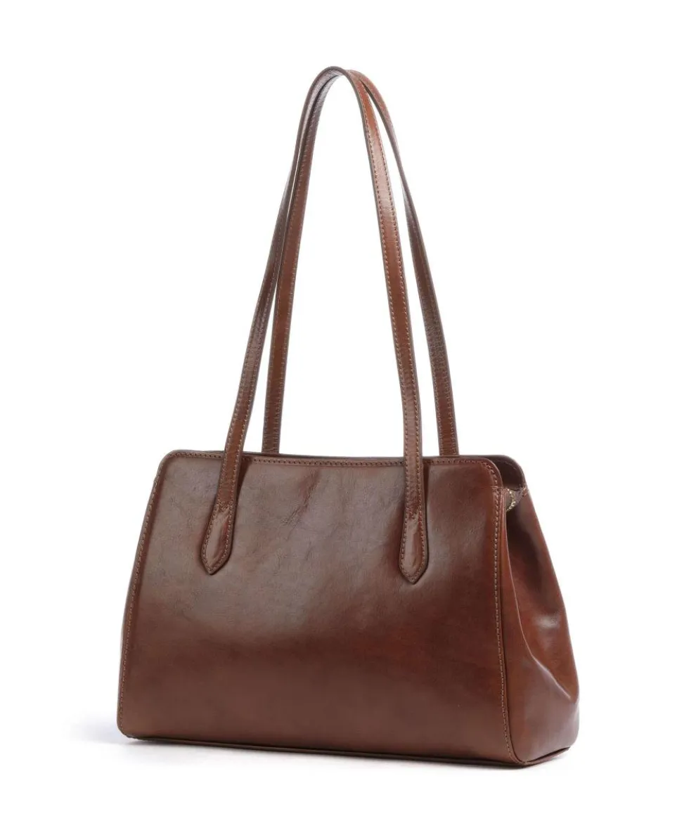 Schultertasche fein genarbtes Rindsleder braun