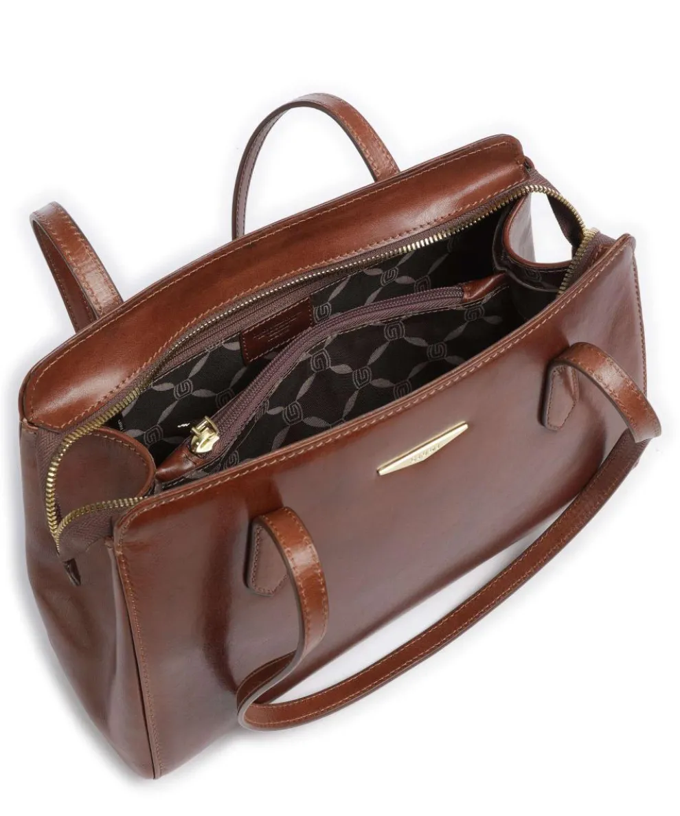 Schultertasche fein genarbtes Rindsleder braun