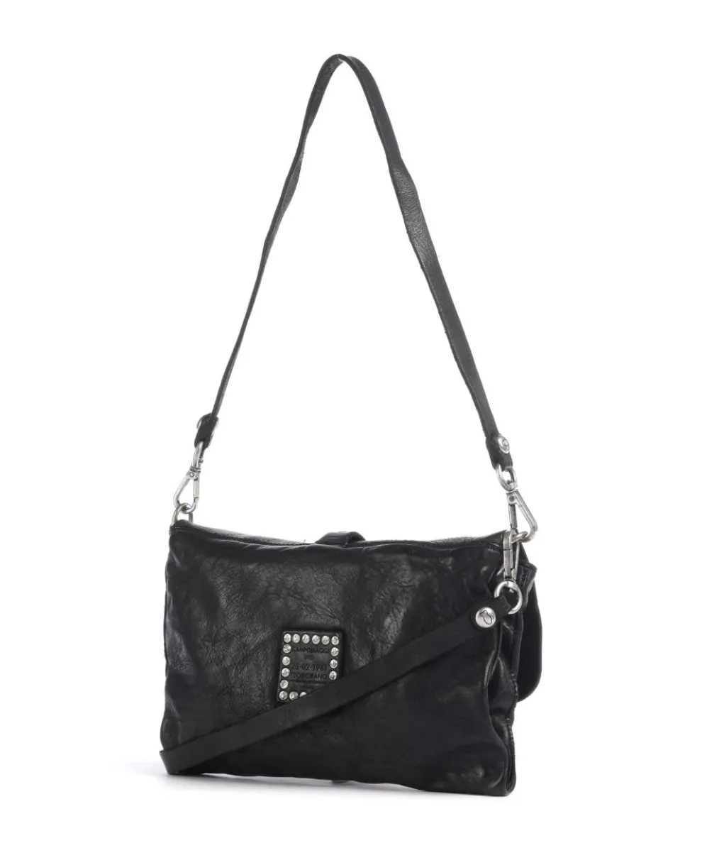 Schultertasche fein genarbtes Rindsleder schwarz