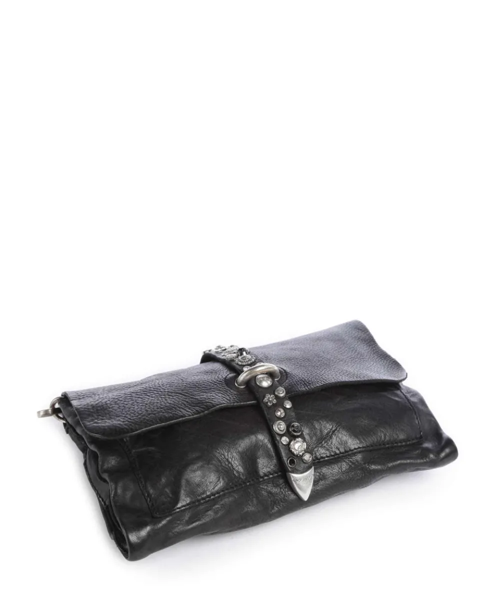 Schultertasche fein genarbtes Rindsleder schwarz